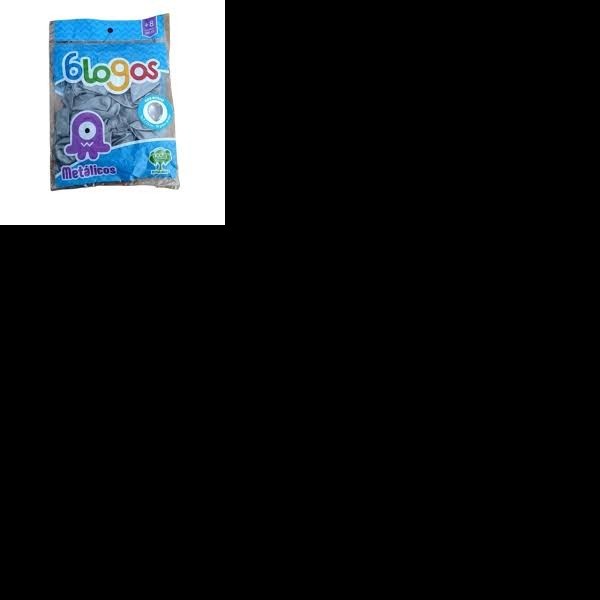 GLOBOS METALLICBLOGOS 9 BOL.C50 PLATA C.100